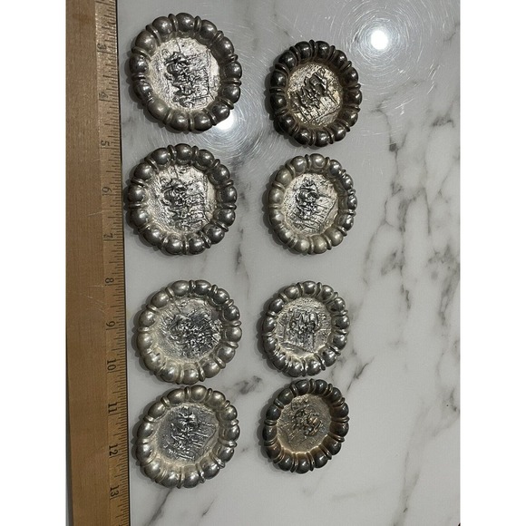 Set of 8 Dutch Silver plate Hallmarked Figural Ashtrays nut dishes c 1900